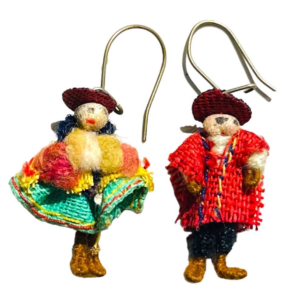 Vintage Mexican Worry Doll Handmade Earrings